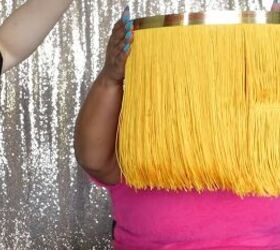 how to make a cute diy fringe lampshade in a few easy steps, Stripping the fringe