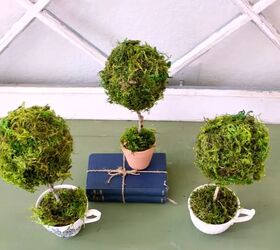 cmo hacer una mini taza de t topiary, Vista a rea de un mini topiario de taza de t