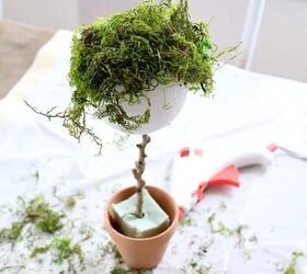 cmo hacer una mini taza de t topiary, Mini topiario con musgo