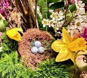 flores de pascua convertidas en un precioso cenador, Nido de p jaros en un arreglo floral