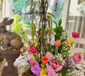 flores de pascua convertidas en un precioso cenador, Flores frescas con Ameranthus colgantes