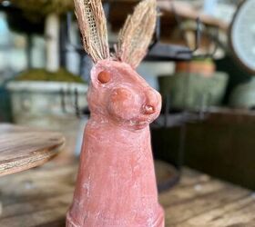 adorable conejo de pascua hecho a mano con arcilla seca al aire, DIY conejo de Pascua Cabeza de conejo creada con arcilla seca y un huevo de Pascua de pl stico encima de una maceta