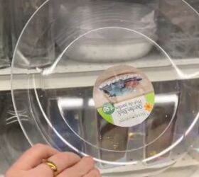 how to turn dollar tree items into a cute vintage craft scale, Clear round plastic garden dish
