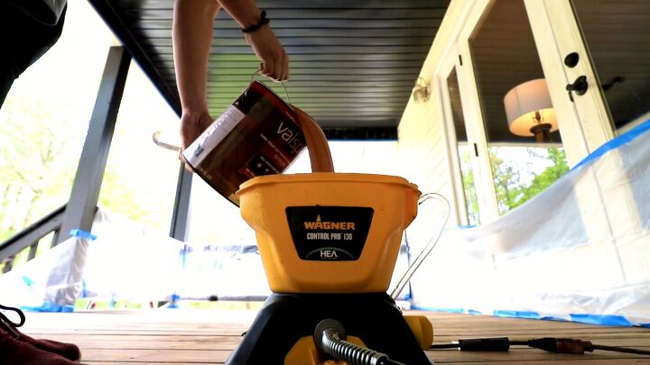 How to spray stain a deck