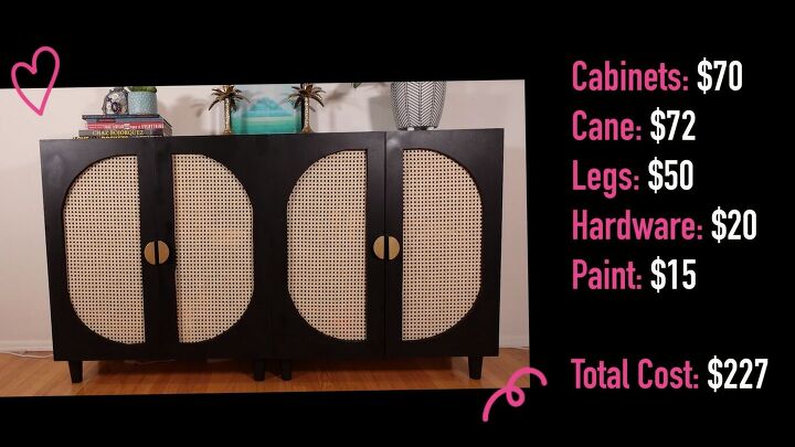 Cost breakdown of the DIY cane cabinet doors