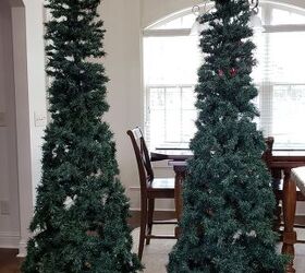 She stands 2 fake Christmas trees in her living room for this amazing spring hack