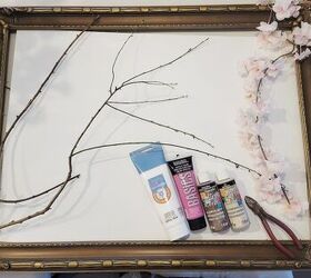 una vuelta de tuerca a un cerezo en flor pintura inspirada por ana, Materiales para hacer el cuadro de los cerezos en flor lienzo enmarcado rama cerezos en flor de imitaci n pintura blanca rosa marr n y tostada