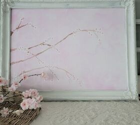 una vuelta de tuerca a un cerezo en flor pintura inspirada por ana, Cuadro de cerezo en flor en un marco blanco