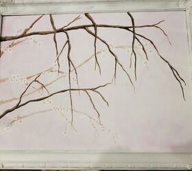 una vuelta de tuerca a un cerezo en flor pintura inspirada por ana, Cuadro de cerezo en flor con ramas en primer plano