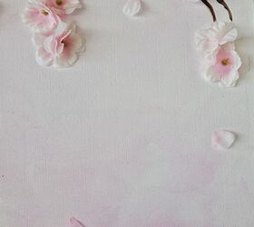 una vuelta de tuerca a un cerezo en flor pintura inspirada por ana, Flor de cerezo falsa en un cuadro con p talos que se caen