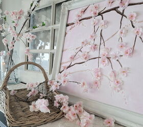 una vuelta de tuerca a un cerezo en flor pintura inspirada por ana, Cuadro de cerezos en flor con una carretilla de jard n llena de ramas de cerezo en flor