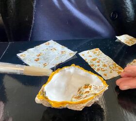cmo crear un bonito plato de baratijas con conchas de ostras, A adir tela