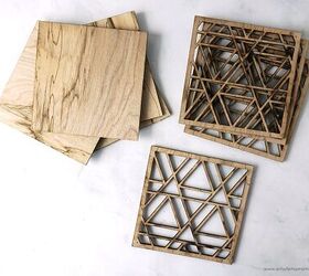 posavasos geomtricos de madera y resina, Posavasos Geometricos Madera Resina