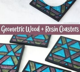 posavasos geomtricos de madera y resina, Posavasos Geom tricos Madera Resina
