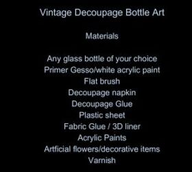 decoupage vintage bottle art