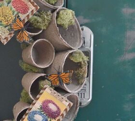 corona de flores con paquetes de semillas vintage que no pesa, Guirnalda de turba de poca DIY