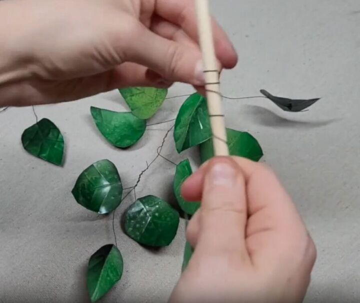 Twist branches around wooden dowels