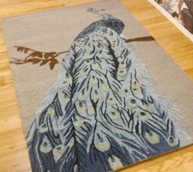 diy painted rug, Peacock rug before the DIY