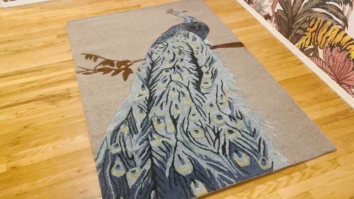 diy painted rug, Peacock rug before the DIY