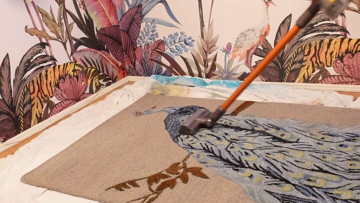 Cleaning the rug first