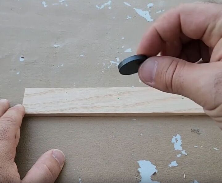 Supplies for DIY magnetic knife holder - wood strip and magnets