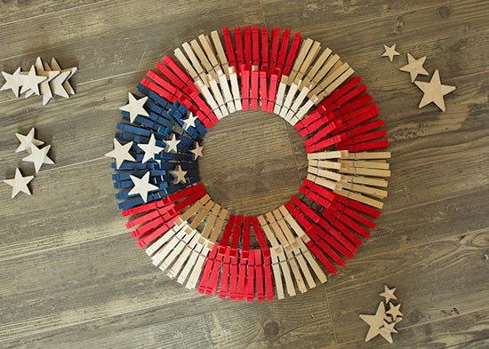 americana clothespin wreath tutorial fourth of july decor
