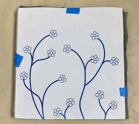 crea un bonito azulejo de hormign para exteriores, impresi n de flores pegada a papel de transferencia y azulejo