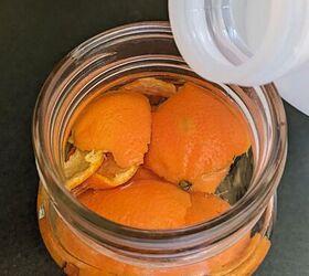 diy fruit peel garden care, Add vinegar to a quart jar of orange peels