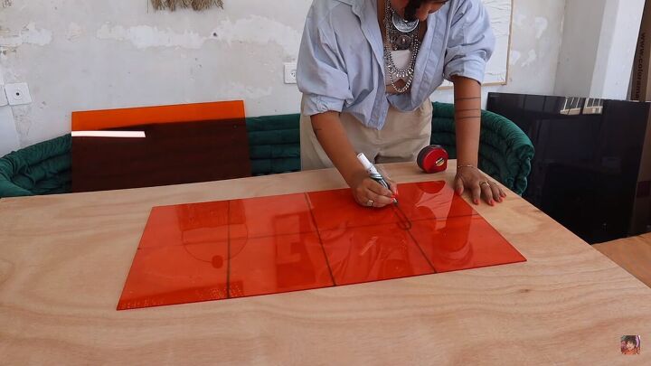 diy plexiglass table, Measuring and marking the curved pattern