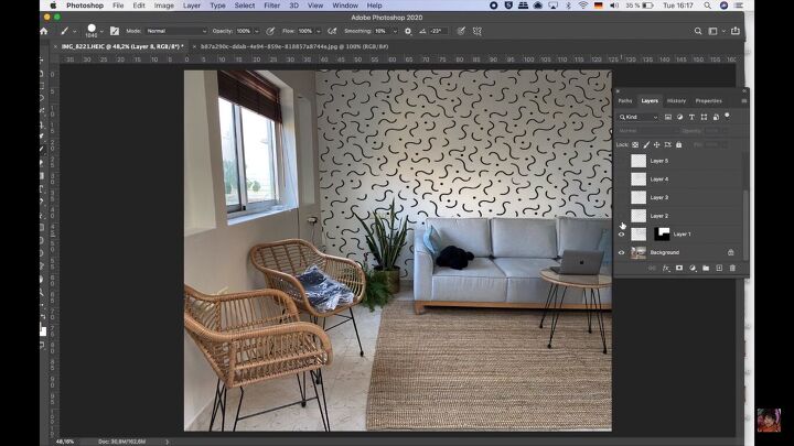 hand painted accent wall, Trying out different patterns on the wall using Photoshop
