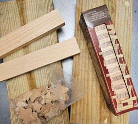 fcil manualidad de madera para un centro de mesa patritico, suministros de bloques de madera