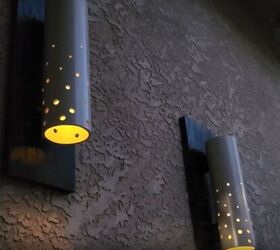 outdoor solar wall sconce, The finished DIY Pipe Solar Lights illuminate the wall with a captivating glow