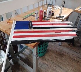 decoracin de la bandera americana al aire libre chatarra de madera upcycle, Avanzando