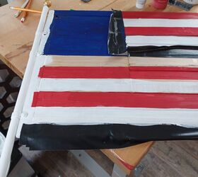 decoracin de la bandera americana al aire libre chatarra de madera upcycle, Primer plano de mi progreso