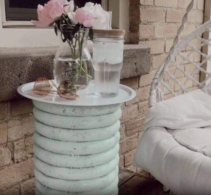 Faux stone patio accent table