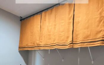 Hide Ugly Wire Shelves With Easy Grain Sack Curtains