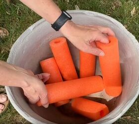 Recycle pool noodles to fill flower pots