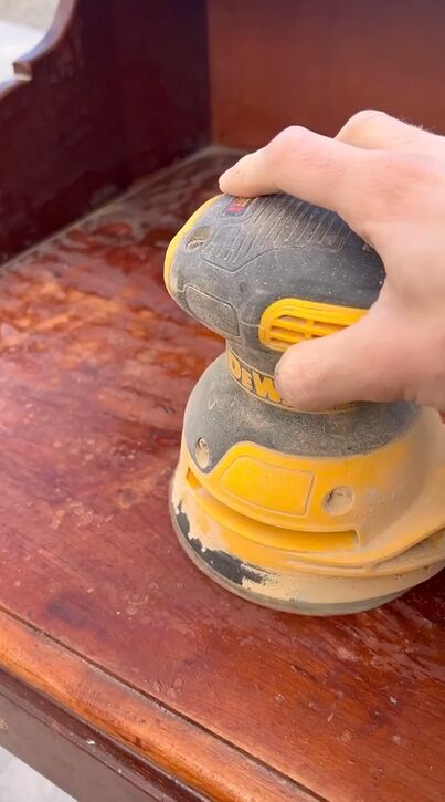 nightstand makeover, Sanding the surface