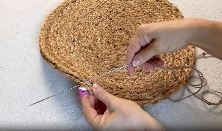 How to sew jute placemats together for a textured pillow
