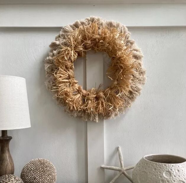 DIY rope and raffia boho wreath