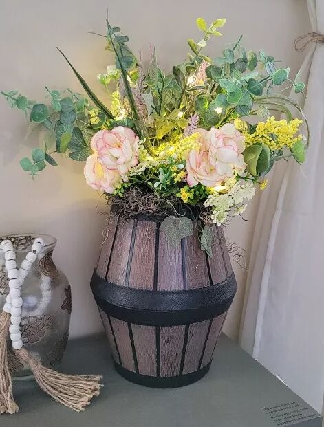 DIY wine barrel planter