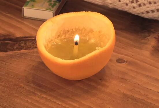 DIY orange peel candle