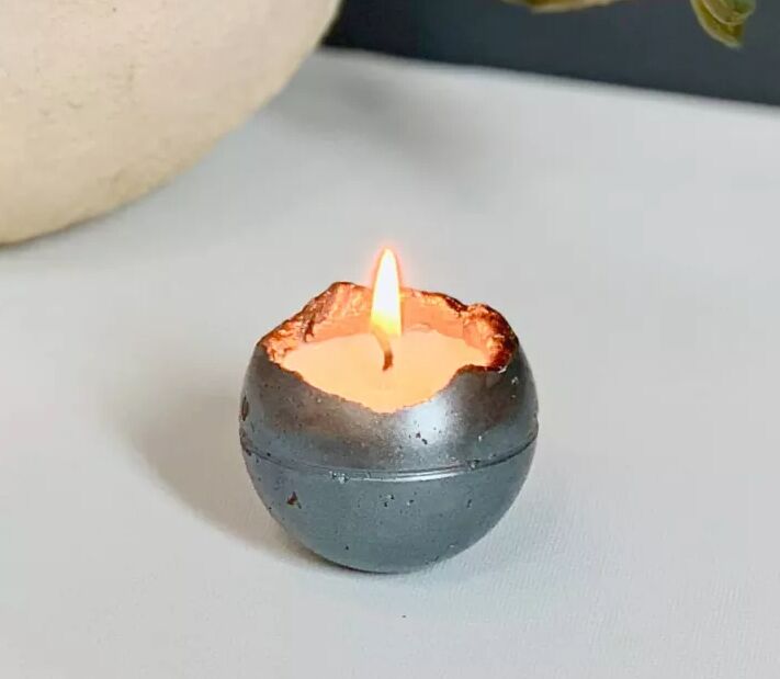 DIY concrete ball candle holder