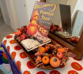 centro de mesa con tema de halloween, letrero met lico de calabaza de Halloween