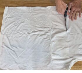 Cutting up a white tank top