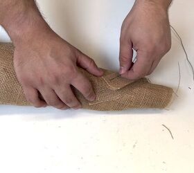 Securing the burlap with florist wire