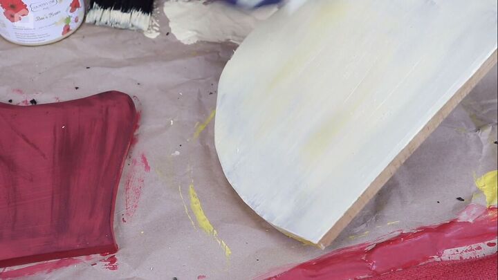 Dry-brushing the painted wood with white