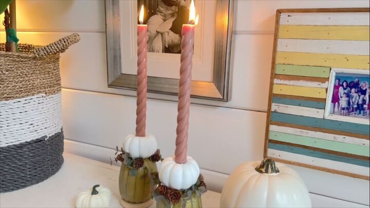 DIY pumpkin candle holders