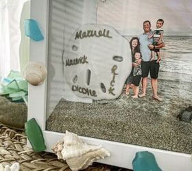 caja de recuerdos de la playa, DIY caja de recuerdos de la playa caja de sombra con conchas de mar arena de playa y foto de recuerdo de vacaciones en la playa