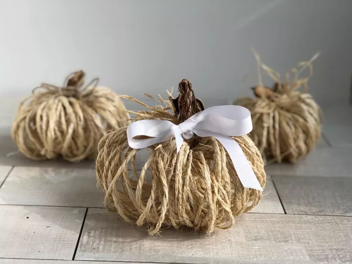 DIY rustic twine pumpkin